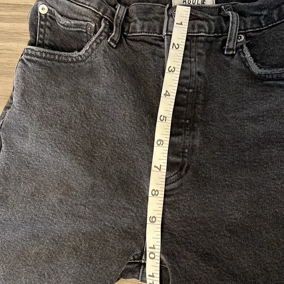 AGOLDE RILEY STRAIGHT LEG CROPPED HIGH RISE RAW HEM BLACK JEANS 26 - Picture 15 of 16
